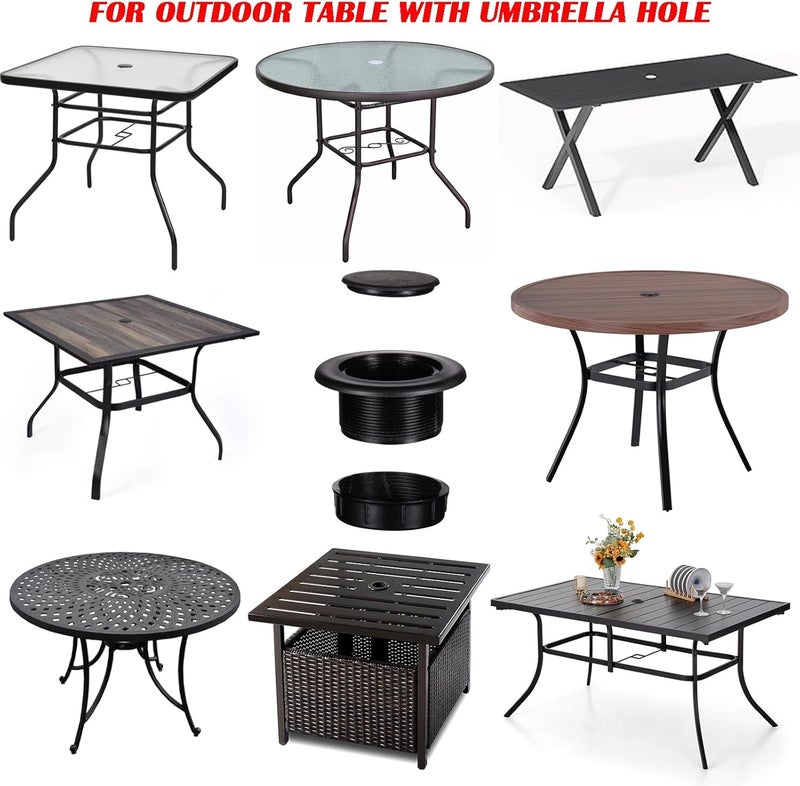 UpinFun Patio Table Umbrella Hole Ring Plug Cap Set for Outdoor Parasol Table Hole Cover Insert Pole Replacement Stabilizer Parts Black - Image 4